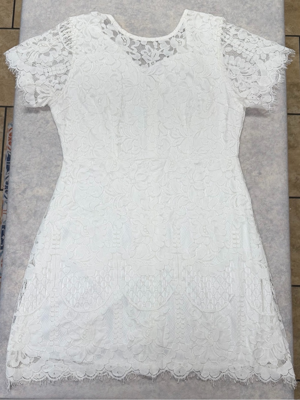 NWT MSLG Floral Lace  Dress V-Back XL White